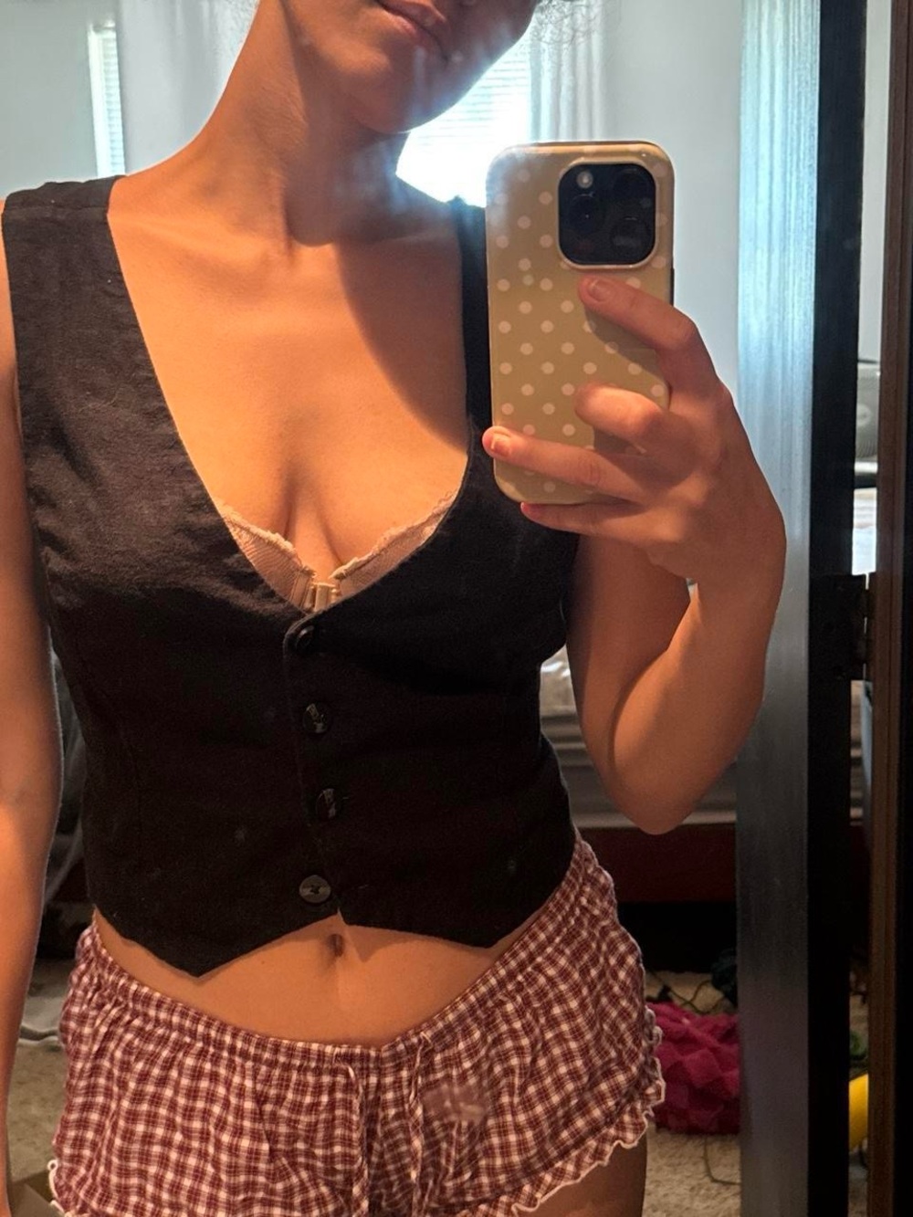 Abercrombie & Fitch Black Button-Front Crop Vest
